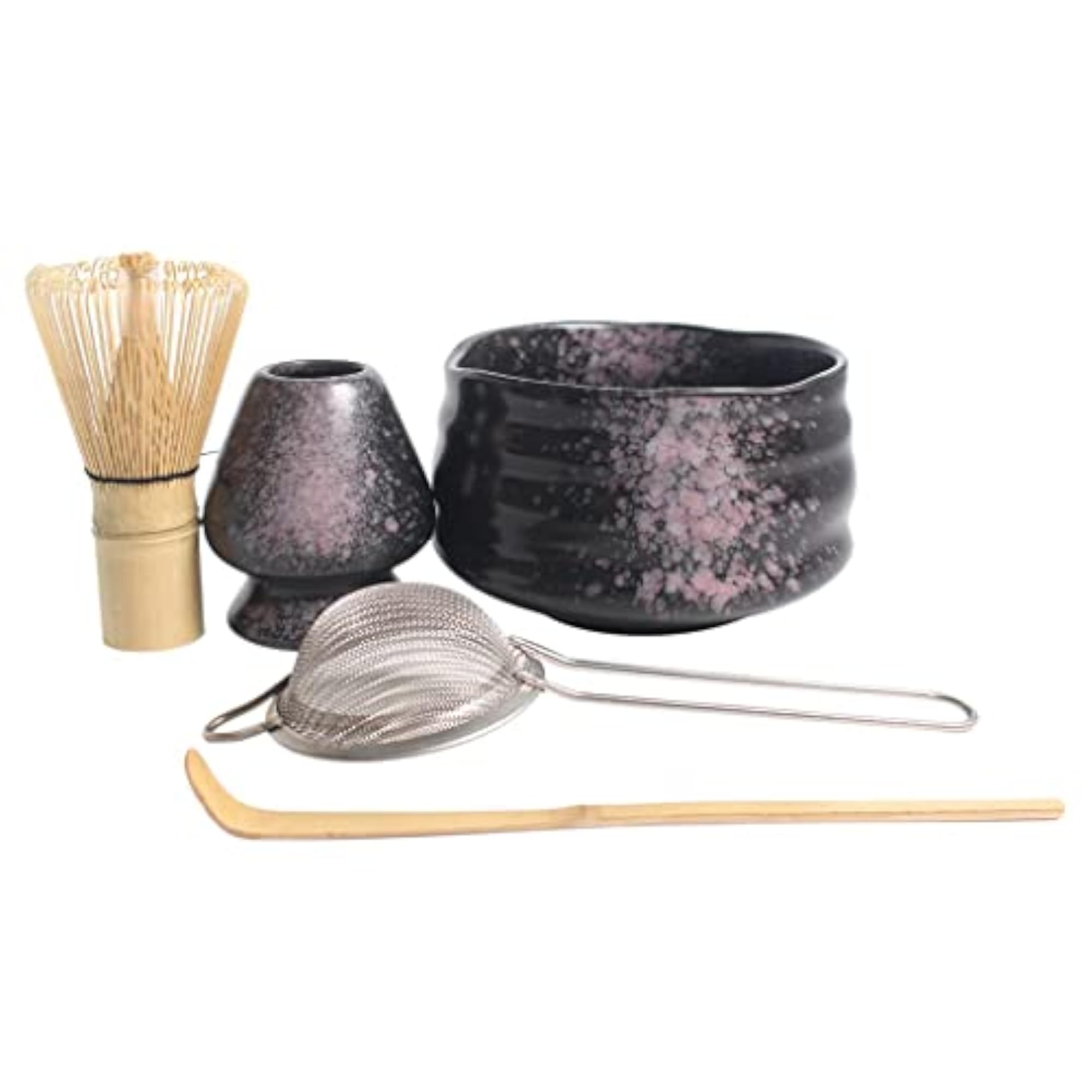 5pc Matcha Bowl and Tea Set for Beginners, Black